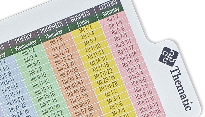 Thematic Reading Bible Reading Schedule